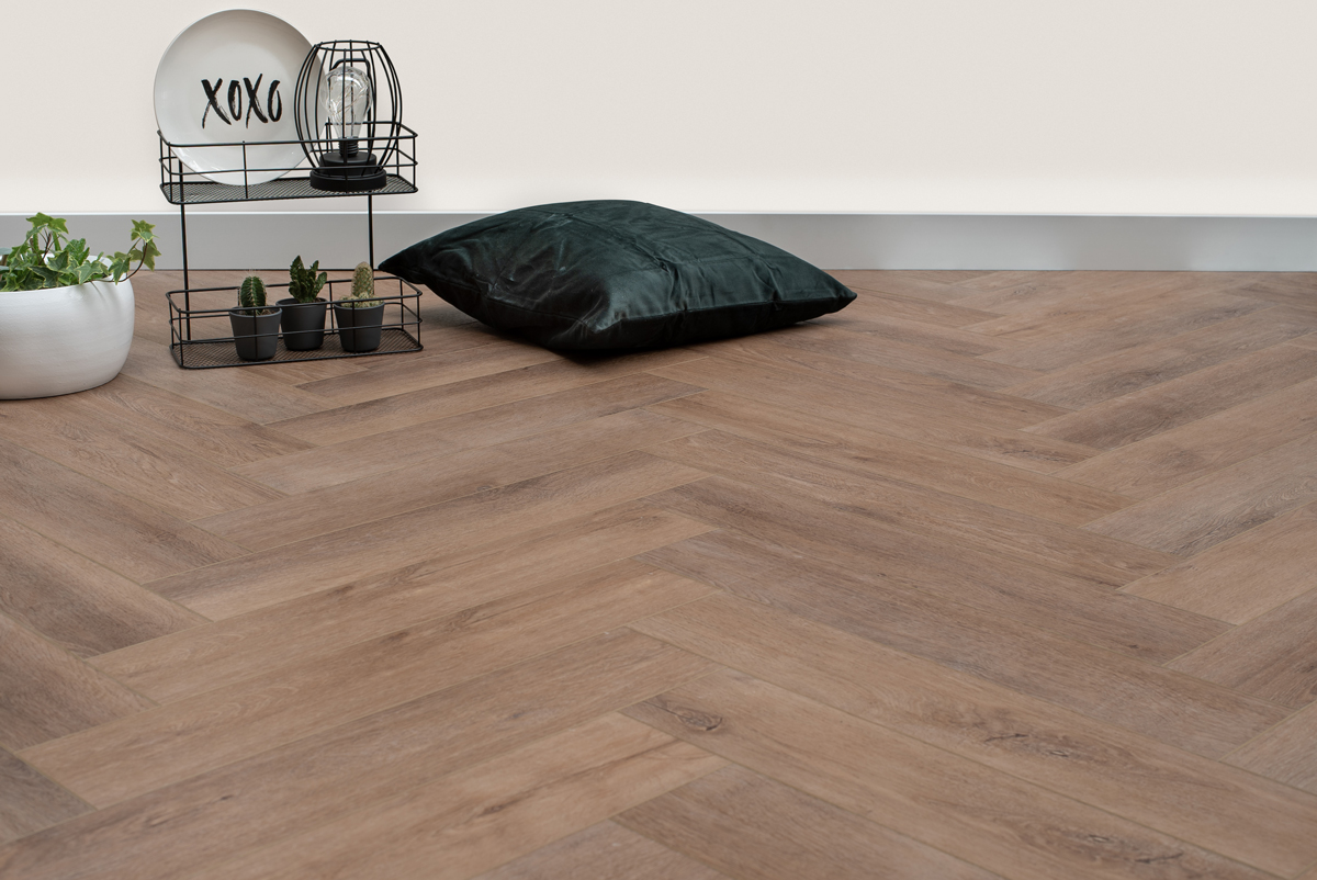 Floer Visgraat klik PVC – Waal Cognacbruin - Afbeelding 2